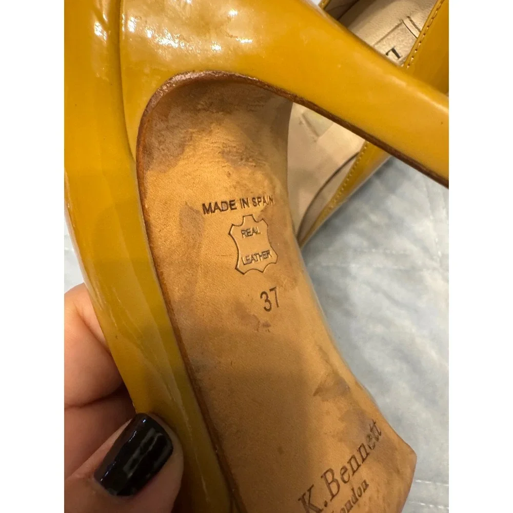 L.K.‎ Bennett London Gold Patent Leather Platform Heels Size 37